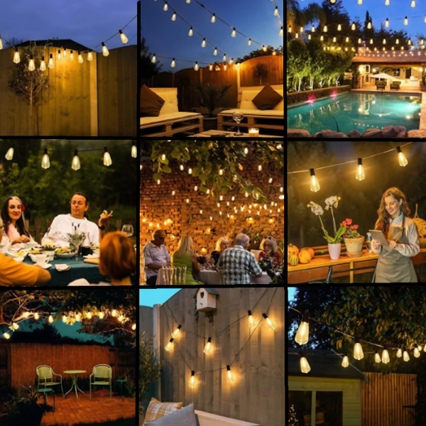LED lámpás dekorációs fényfüzér, 10 darab E27-es izzóval - 5m, beltéri és kültéri használatra (WNDR15351) - Image 5