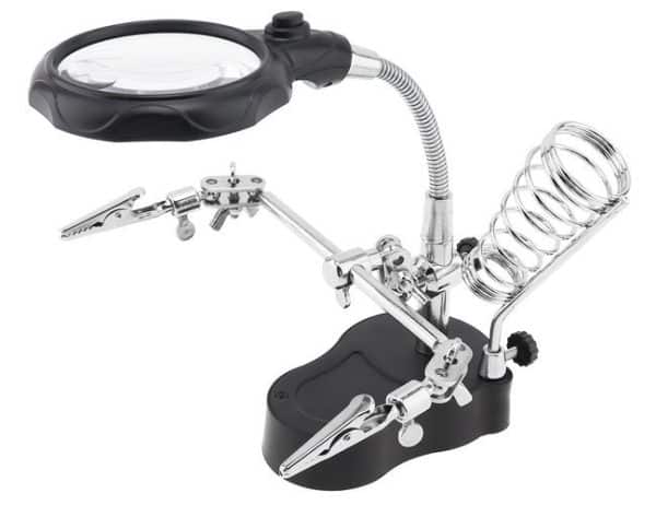 Nagyítós állvány LED lámpával és krokodilcsipeszekkel, ideális forrasztáshoz (WNDR1912) - Image 4