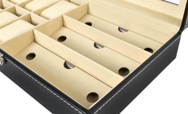Zárható, 9 rekeszes ékszertartó doboz átlátszó fedéllel – szemüveg és karóra tartó (WNDR8497) - Image 6