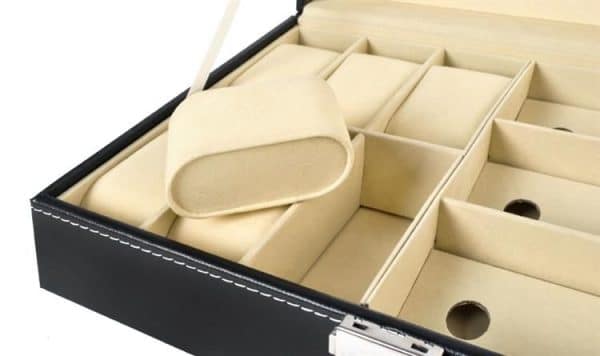Zárható, 9 rekeszes ékszertartó doboz átlátszó fedéllel – szemüveg és karóra tartó (WNDR8497) - Image 7