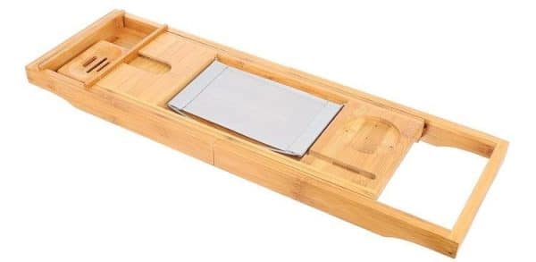Bambusz fürdőkád tálca – pohár, könyv-, és gyertyatartóval (WNDR9710) - Image 2