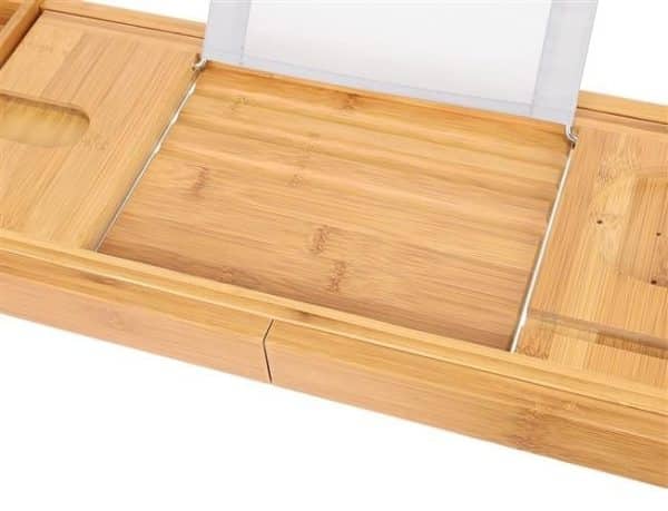 Bambusz fürdőkád tálca – pohár, könyv-, és gyertyatartóval (WNDR9710) - Image 6