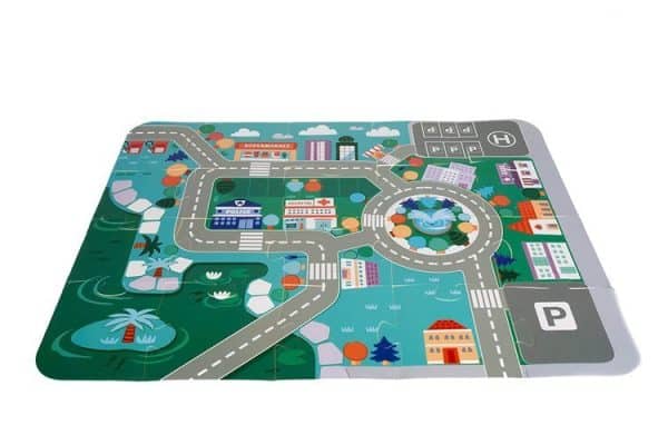 Kreatív fa város építőjáték játszószőnyeggel – 115 darab (WNDR11228) - Image 3