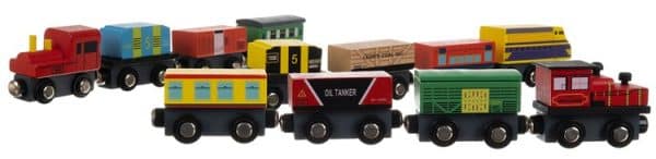 Mágneses fa kisvonat mozdonnyal vidám színekben - 12 darabos készlet (WNDR23522) - Image 5