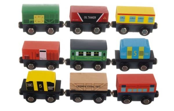 Mágneses fa kisvonat mozdonnyal vidám színekben - 12 darabos készlet (WNDR23522) - Image 6