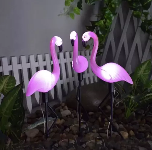 Kerti szolár lámpa flamingó figurával - napelemes kültéri, 3 db (WNDR21151) - Image 4