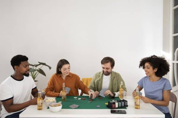 Teljes texas holdem póker készlet 2 pakli kártyával, 200 zsetonnal, asztali szőnyeggel (WNDR23539) - Image 7