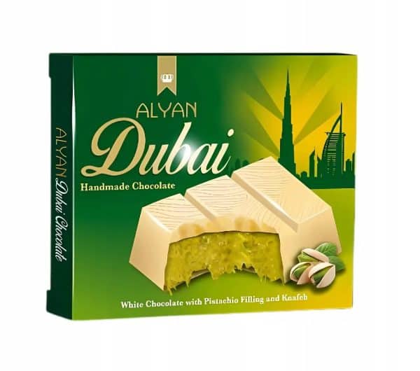 Alyan Dubai pisztácia fehér csokoládé – 100g