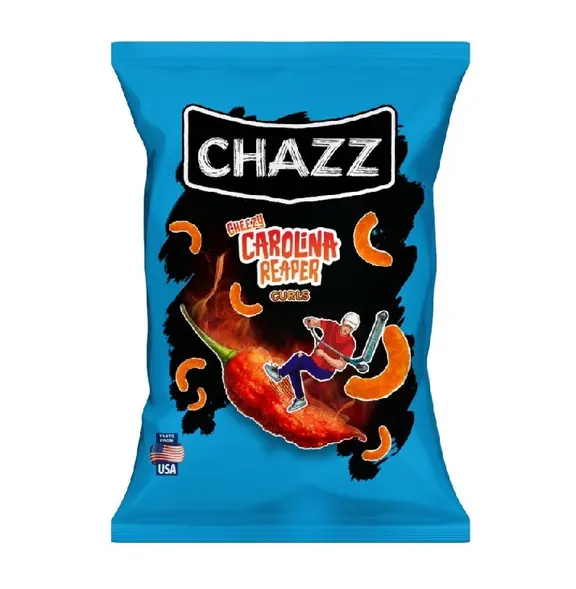Chazz Crispy Corn Curls Cheezy Carolina Reaper – Fűszeres Sajtos Kukorica Snack, 100g - Image 2