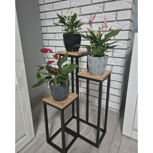 3 Szintes Loft Fém Virágtartó Állvány – Ipari Stílusú Növénytartó Nappaliba, Erkélyre vagy Kertbe (WNDR25626) - Image 2