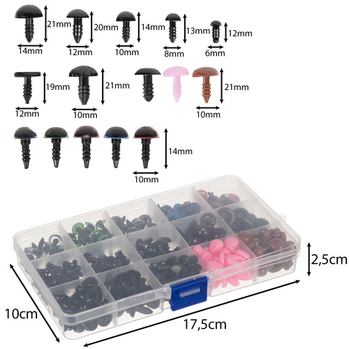 MAALEO 560 darabos biztonsági szem és orr készlet – Plüssállatokhoz, babákhoz, kézműves projektekhez (WNDR25761) - Image 12