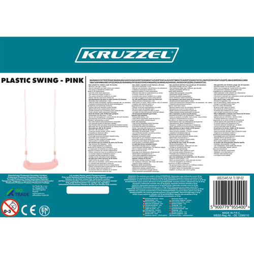 Kruzzel profilozott gyerekhinta – beltéri és kerti használatra, púderrózsaszín (WNDR25445) - Image 11