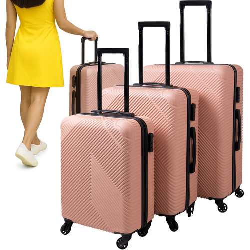 TRIZAND 3 részes utazó bőrönd szett – Kicsi, közepes és nagy méret – Pink (WNDR26663) - Image 3