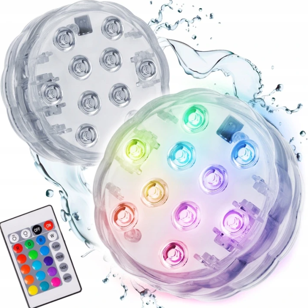 2 db Vízálló RGB LED lámpa távirányítóval (WNDR16315)