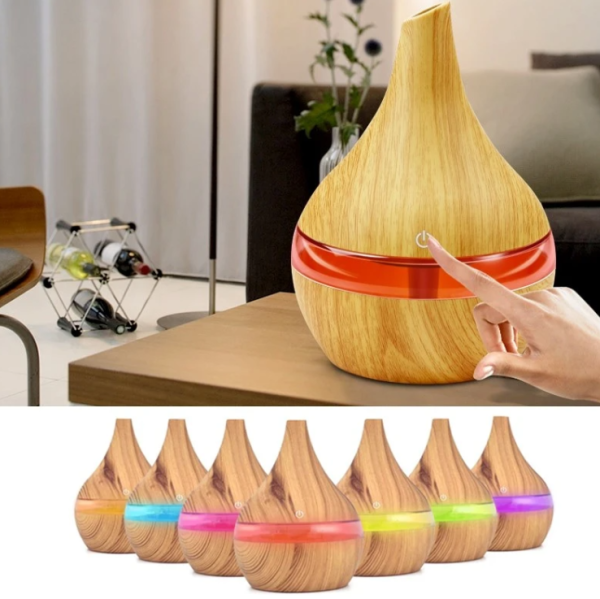 300 ml USB aromadiffúzor – párásító és illóolaj párologtató 7 színű LED világítással (WNDR10950) - Image 2