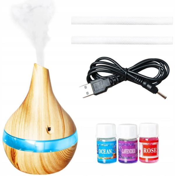 300 ml USB aromadiffúzor – párásító és illóolaj párologtató 7 színű LED világítással (WNDR10950) - Image 3