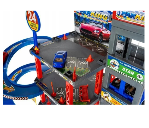 4 szintes játékgarázs lifttel és autómosóval – 4 autóval és helikopterrel, interaktív játék (WNDR11606) - Image 9