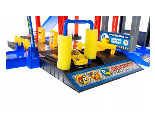 4 szintes játékgarázs lifttel és autómosóval – 4 autóval és helikopterrel, interaktív játék (WNDR11606) - Image 10