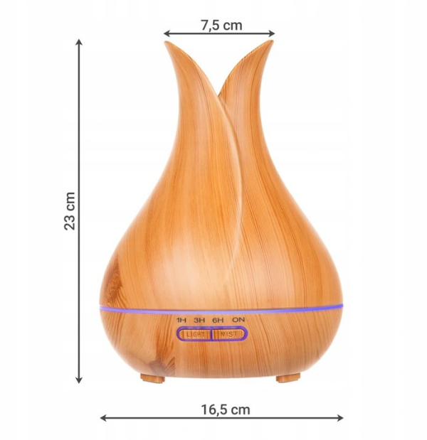 400 ml világosbarna ultrahangos párásító távirányítóval – Aroma- és levegőpárásító (WNDR16483) - Image 3