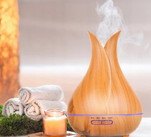 400 ml világosbarna ultrahangos párásító távirányítóval – Aroma- és levegőpárásító (WNDR16483) - Image 2