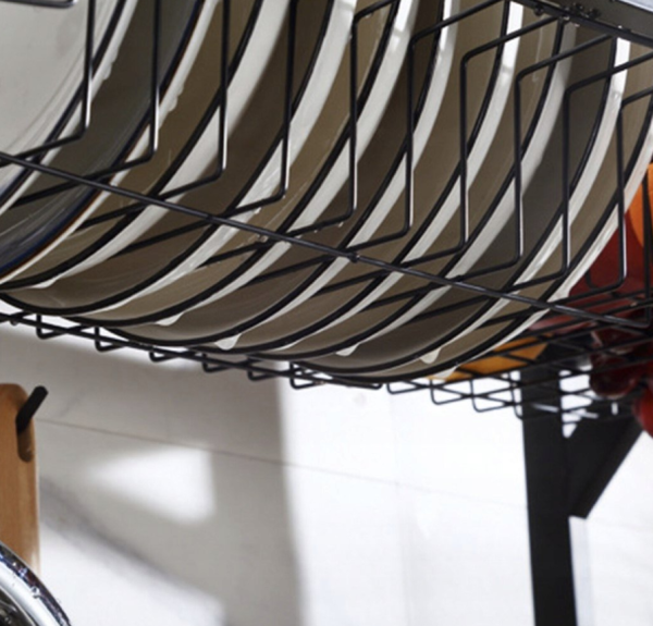 Állítható acél csepegtető állvány mosogatóhoz – fekete konyhai tároló és edényszárító (WNDR19174) - Image 5