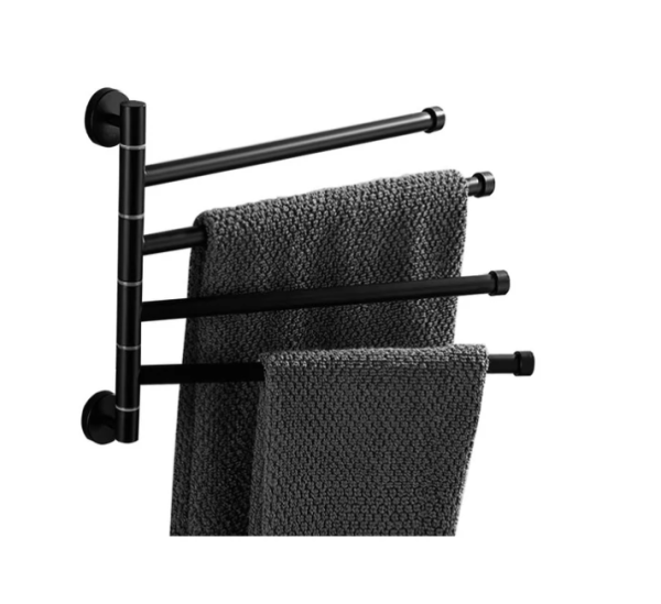 Fekete modern 4-karos fali törölközőtartó – stílusos és praktikus fürdőszobai kiegészítő (WNDR24474) - Image 6