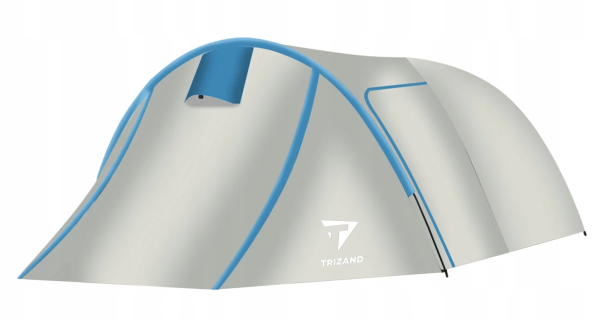Könnyen felállítható 3 személyes kemping sátor – kék-ezüst, 120 × 220 × 370 cm (WNDR12572)