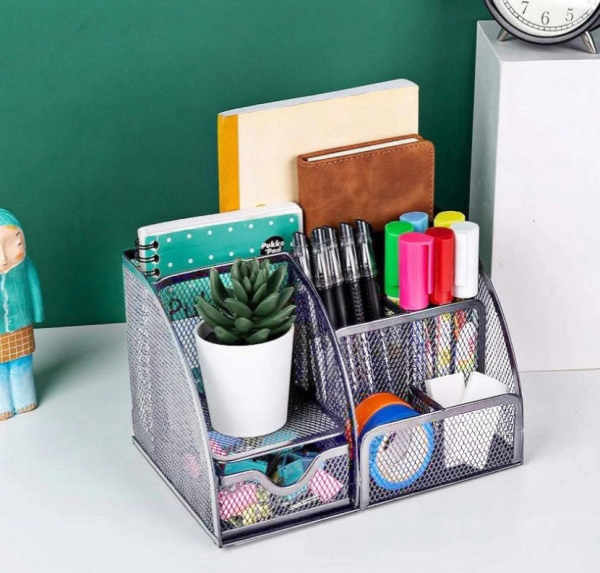 Szürke 7 rekeszes irodai rendező – praktikus asztali tároló (WNDR16111) - Image 3