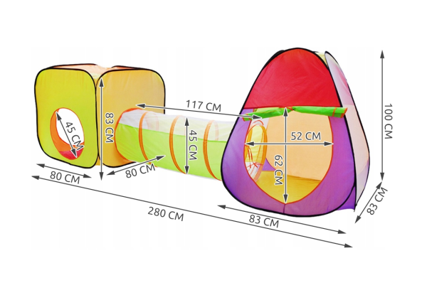 Gyerek játszósátor 200 színes játéklabdával – beltéri és kültéri játszótér (WNDR2880) - Image 4