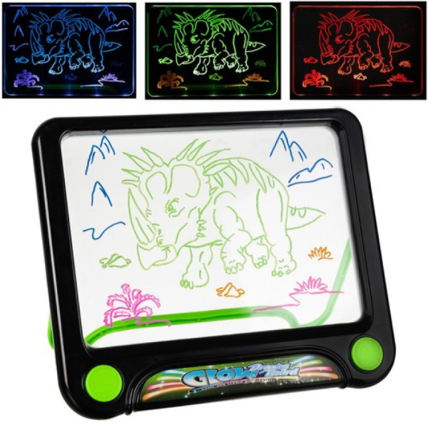 LED világító mágikus rajztábla gyerekeknek – dinoszauruszos kreatív játék (WNDR16949) - Image 4