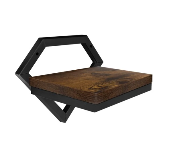 Loft stílusú fali polc fém kerettel és fa polclappal – fekete-barna, növénytartó (19×23×20 cm) (WNDR24253) - Image 6