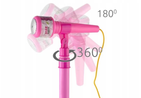 Rózsaszín mikrofon állvánnyal és MP3 lejátszóval – karaoke és éneklés gyerekeknek (WNDR8235) - Image 4