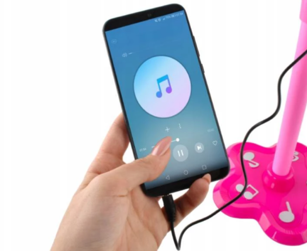 Rózsaszín mikrofon állvánnyal és MP3 lejátszóval – karaoke és éneklés gyerekeknek (WNDR8235) - Image 6