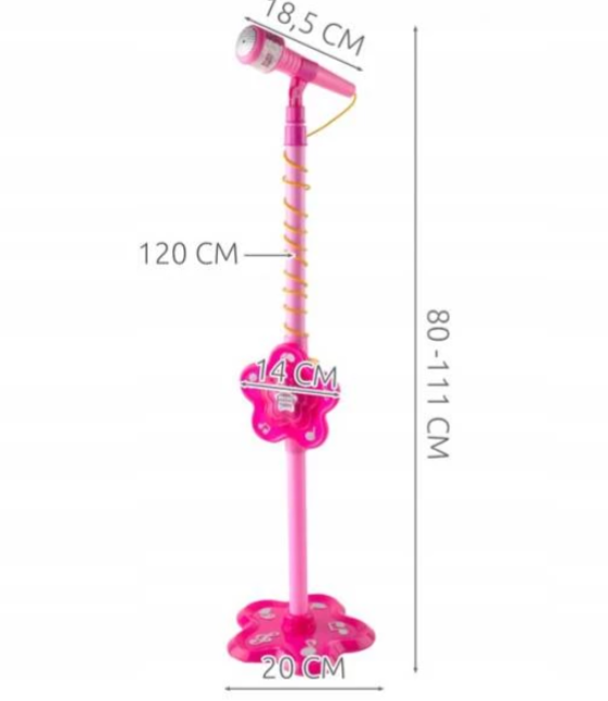 Rózsaszín mikrofon állvánnyal és MP3 lejátszóval – karaoke és éneklés gyerekeknek (WNDR8235) - Image 9