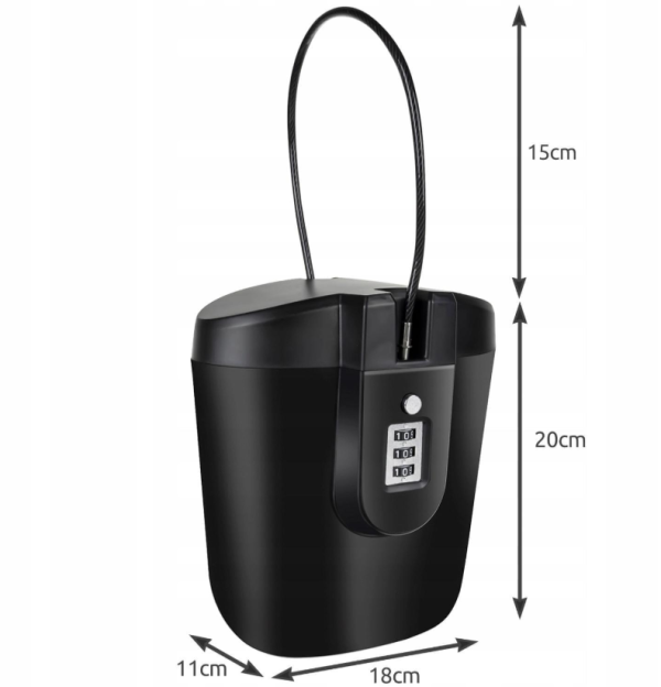 Hordozható kerékpárszéf – 20 cm, kombinációs zárral (WNDR19448) - Image 8
