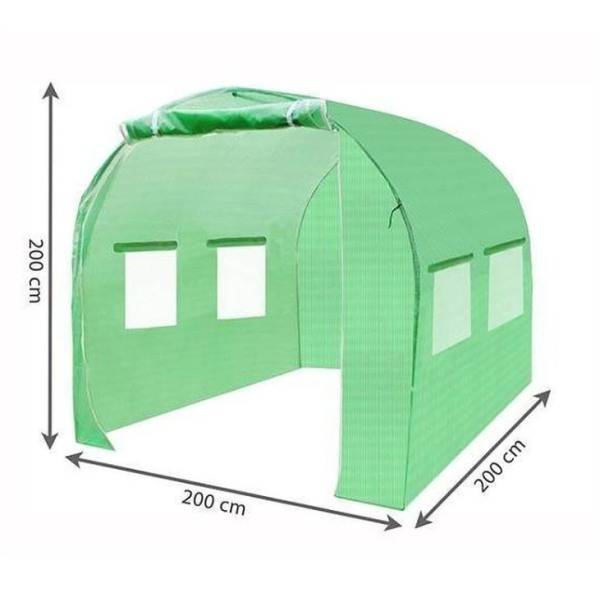Pótfólia kerti üvegházhoz 2 × 2 × 2 m – UV-szűrős, 4 szúnyoghálós ablakkal és 1 bejárattal (WNDR10263) - Image 3