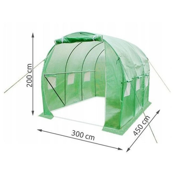 Pótfólia üvegházhoz 4,5 × 3 × 2 m – UV-védelemmel, 6 szúnyoghálós ablakkal és 2 bejárattal (WNDR11791) - Image 3
