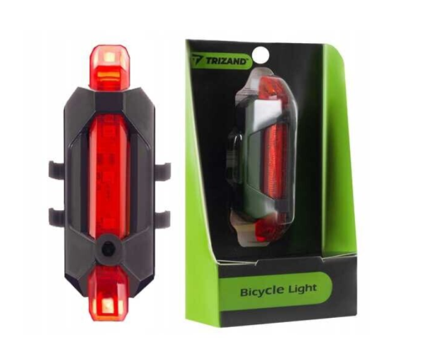 Trizand USB újratölthető kerékpár lámpa – 2 × CREE T6 LED, vízálló, kompakt 7,5 × 3,3 cm, első és hátsó világítás (WNDR18671)