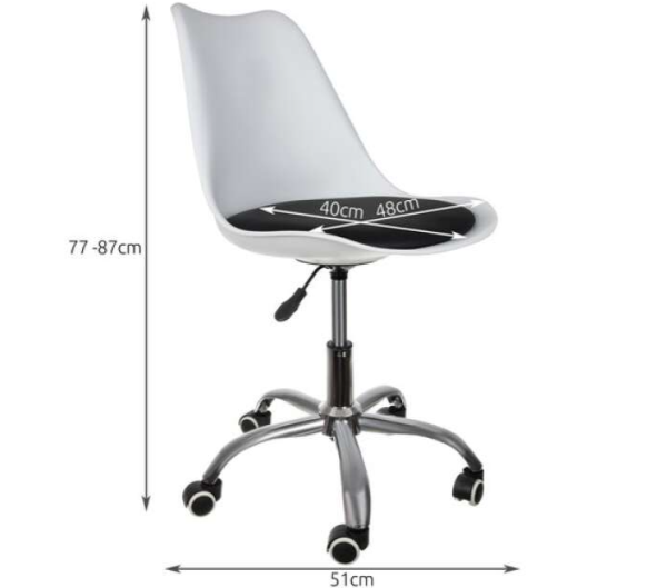 Fehér-fekete irodai forgószék – ergonomikus, állítható kialakítás (WNDR16429) - Image 5