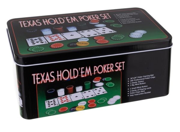 Teljes texas holdem póker készlet 2 pakli kártyával, 200 zsetonnal, asztali szőnyeggel (WNDR23539) - Image 2