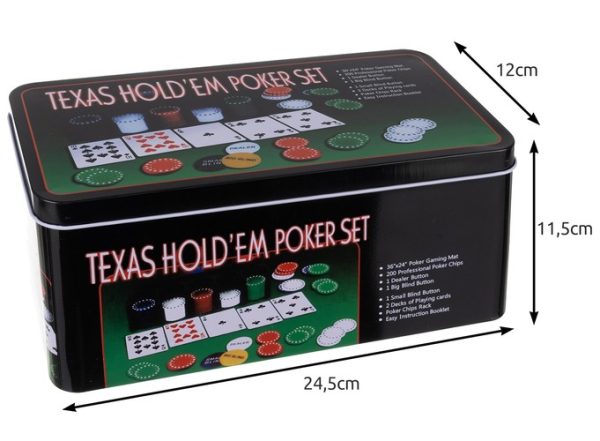 Teljes texas holdem póker készlet 2 pakli kártyával, 200 zsetonnal, asztali szőnyeggel (WNDR23539) - Image 8