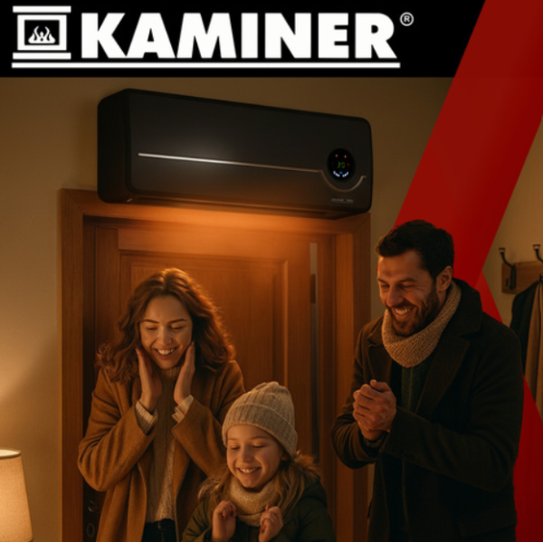 Airo Kaminer légfüggöny fűtés – energiatakarékos, hordozható, elektromos fűtőtest beltéri használatra – fekete (WNDR26388) - Image 2