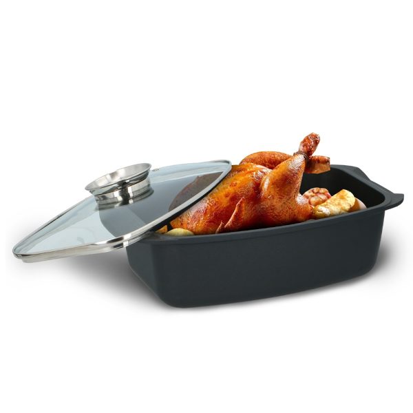 Alpina 5,5 literes pecsenyesütő – acél test, üvegfedővel (EDC)