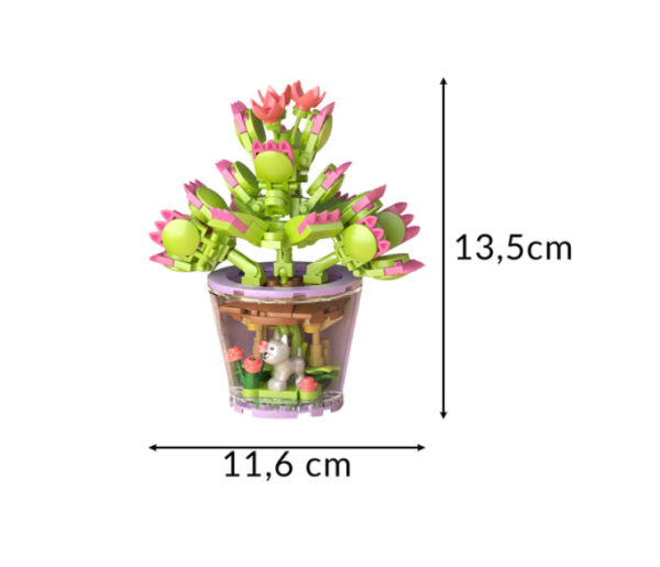 Kreatív 3D virág építőkocka készlet gyerekeknek – 172 darabos színes DIY játék, virágcsokor cserépben (WNDR26459) - Image 5