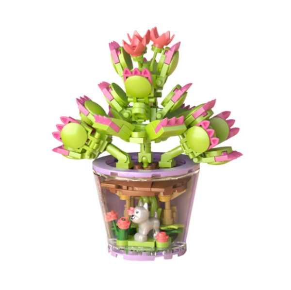 Kreatív 3D virág építőkocka készlet gyerekeknek – 172 darabos színes DIY játék, virágcsokor cserépben (WNDR26459) - Image 4