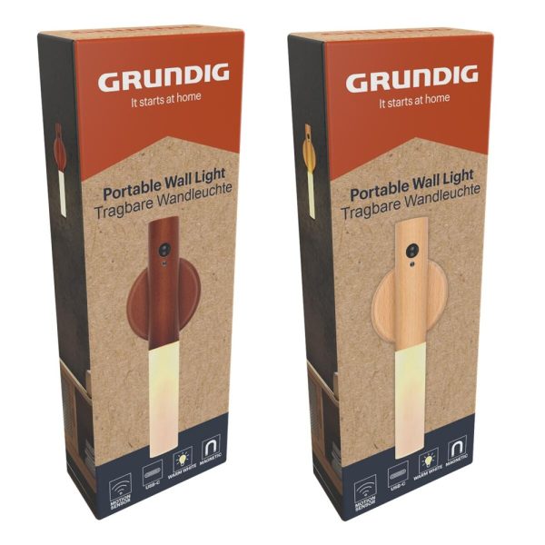 Grundig újratölthető LED fa fali lámpa mozgásérzékelővel – hordozható, mágneses rögzítéssel (EDC)