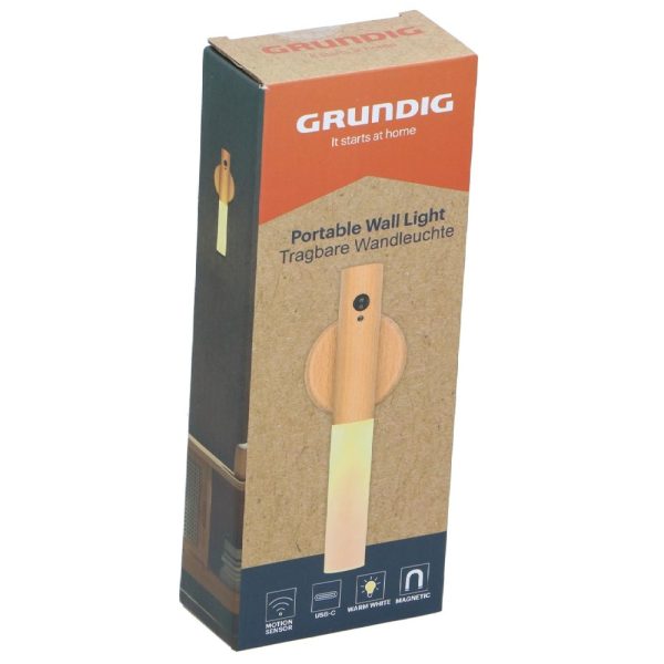 Grundig újratölthető LED fa fali lámpa mozgásérzékelővel – hordozható, mágneses rögzítéssel (EDC)