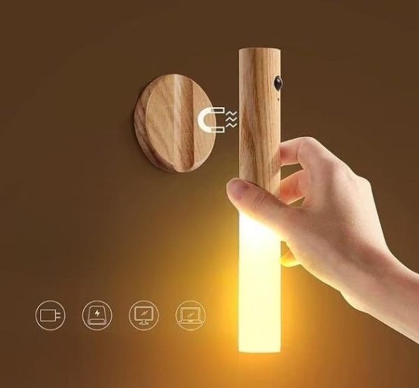 Grundig újratölthető LED fa fali lámpa mozgásérzékelővel – hordozható, mágneses rögzítéssel (EDC) - Image 2