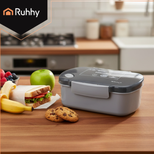 Szürke szivárgásmentes uzsonnásdoboz – 800 ml-es ételhordó doboz munkába, iskolába vagy útra (WNDR26169) - Image 2