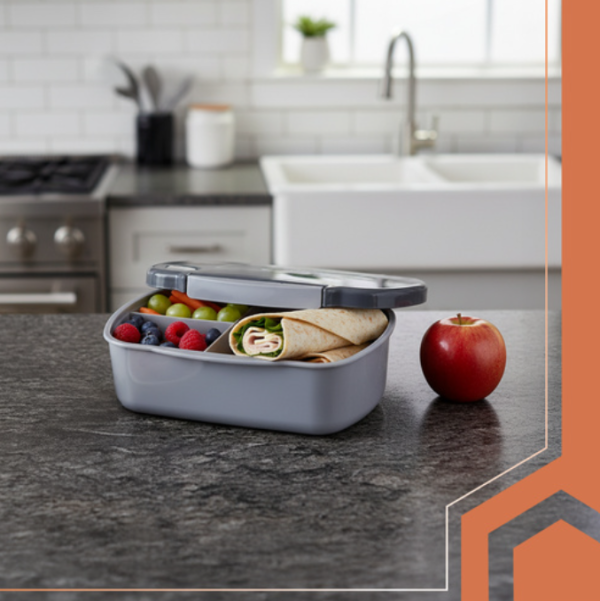 Szürke szivárgásmentes uzsonnásdoboz – 800 ml-es ételhordó doboz munkába, iskolába vagy útra (WNDR26169) - Image 3